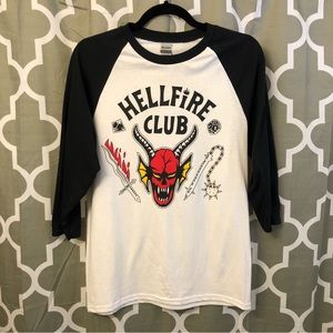 Mens Stranger Things Hellfire Club Mace And Dagger Raglan Size S
